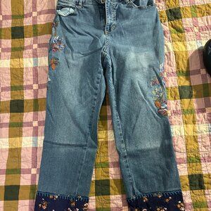 John Mark Pattern Floral Jeans